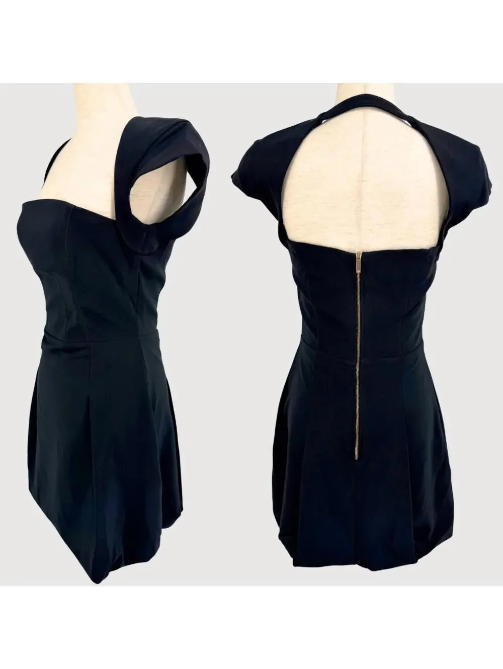 Elisabetta Franchi Mini Dress Black Cap Sleeve EU 44